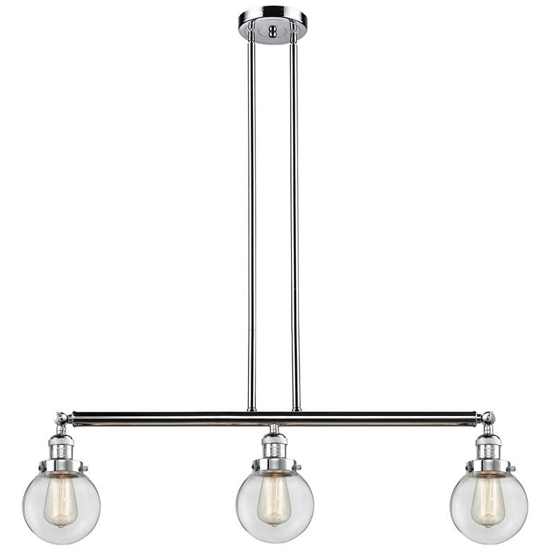 Image 1 Beacon 3 Light 39" LED Island Light - Polished Chrome - Clear Shade