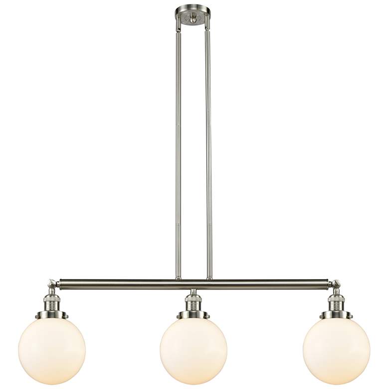 Image 1 Beacon 3 Light 41" Island Light - Brushed Satin Nickel - Matte White