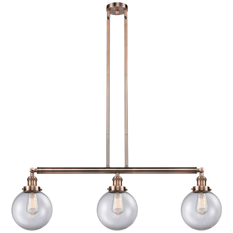 Image 1 Beacon 3 Light 41" LED Island Light - Antique Copper - Clear Shade