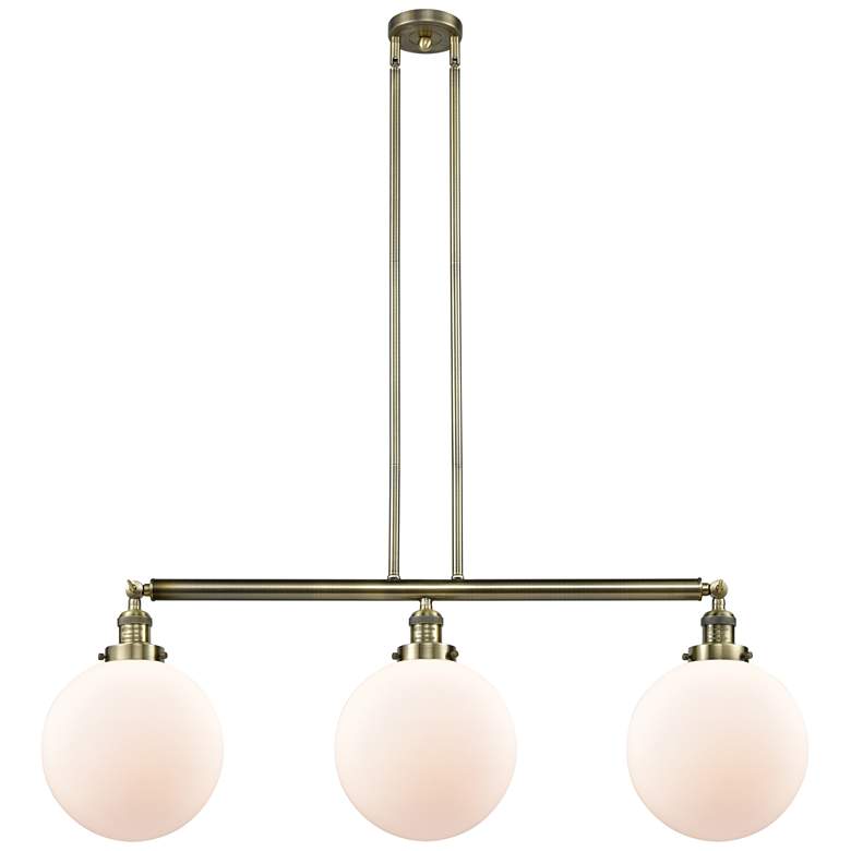 Image 1 Beacon 3 Light 42" LED Island Light - Antique Brass - Matte White Sha