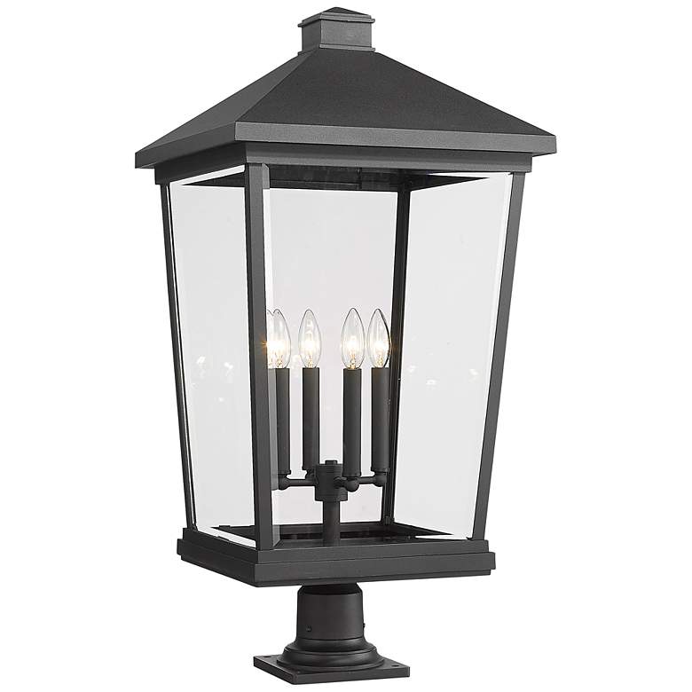 Image 1 Beacon 33" High Matte Black 4-Light Outdoor Pier Mount Light