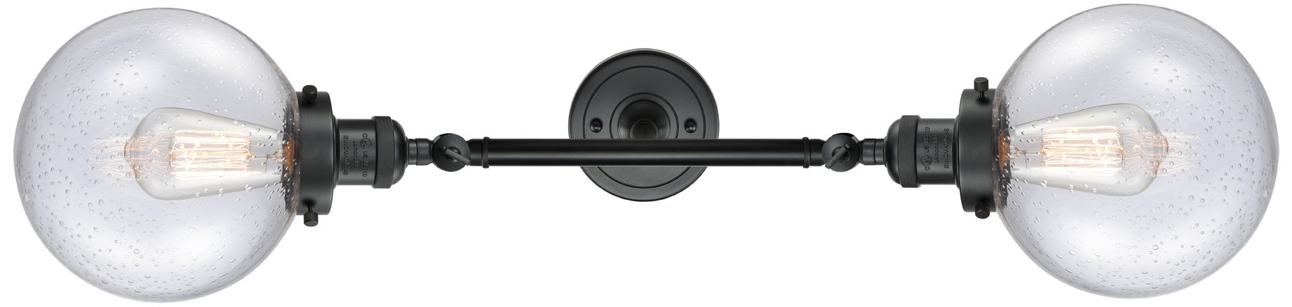 Image 2 Beacon 34 1/2"H Black 2-Light Wall Sconce with Seedy Glass more views