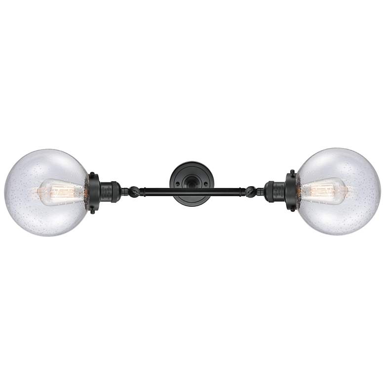 Image 2 Beacon 34 1/2"H Black 2-Light Wall Sconce with Seedy Glass more views