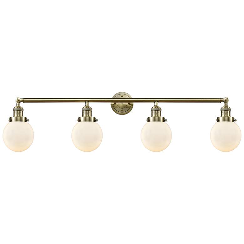 Image 1 Beacon 4 Light 42" Bath Light - Antique Brass - Matte White Shade