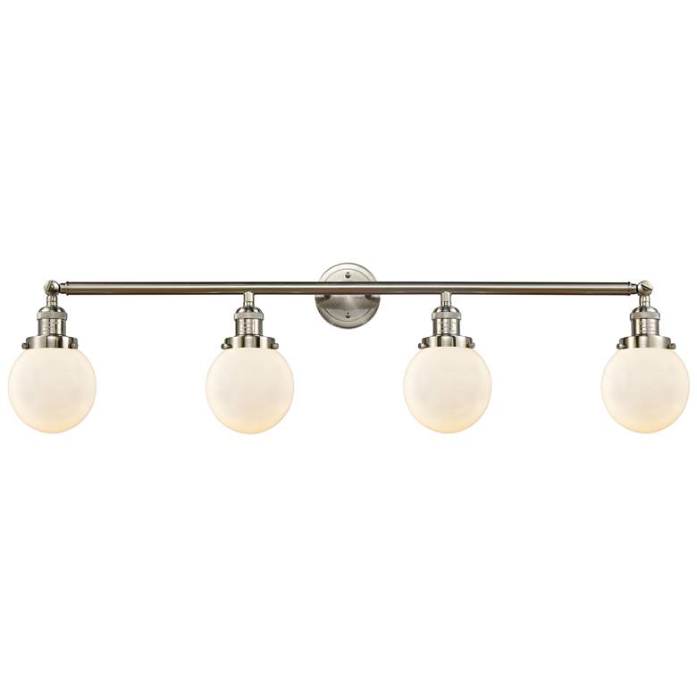 Image 1 Beacon 4 Light 42" Bath Light - Brushed Satin Nickel - Matte White Sha