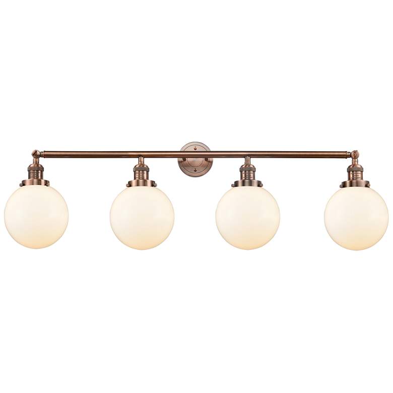 Image 1 Beacon 4 Light 44" Bath Light - Antique Copper - Matte White Shade