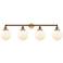 Beacon 4 Light 44" Bath Light - Brushed Brass - Matte White Shade