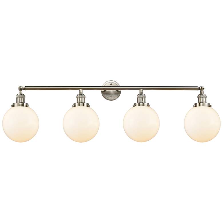 Image 1 Beacon 4 Light 44" Bath Light - Brushed Satin Nickel - Matte White Sha