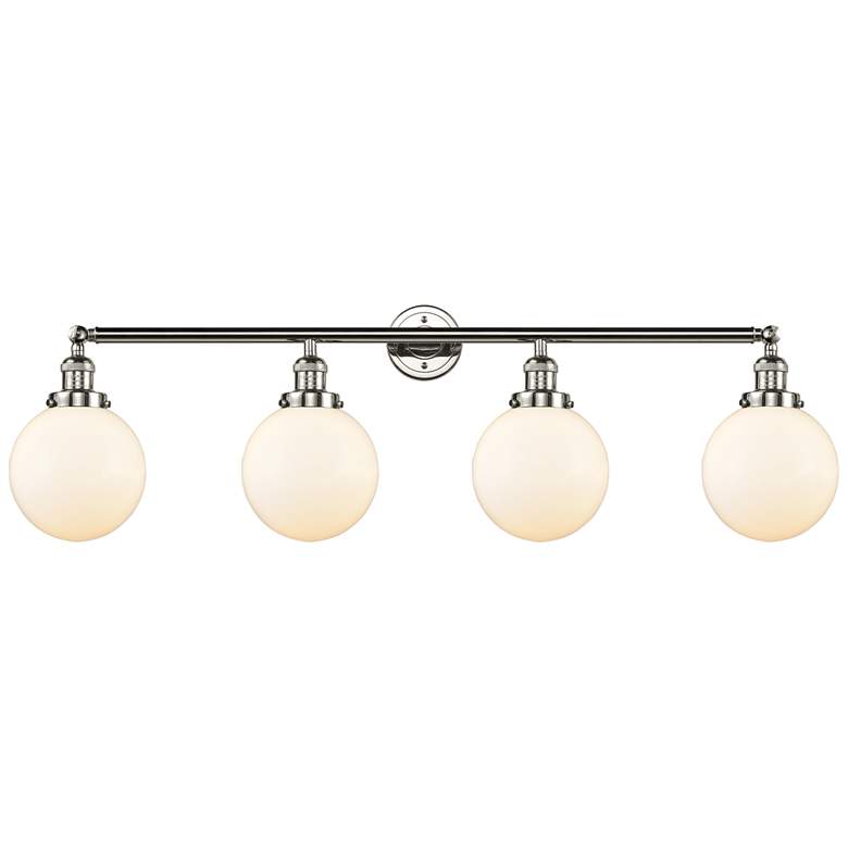 Image 1 Beacon 4 Light 44" Bath Light - Polished Nickel - Matte White Shade