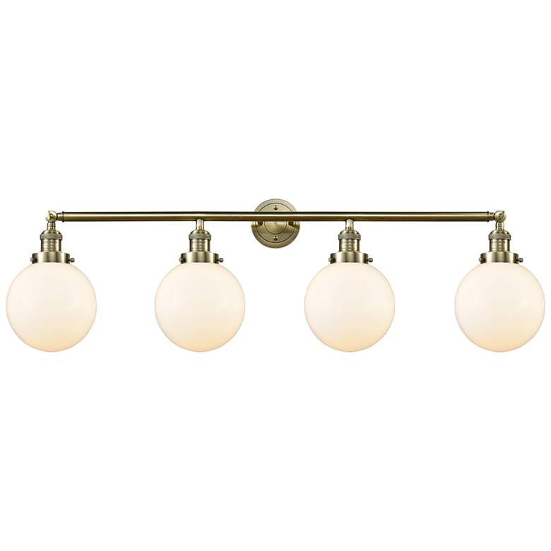 Image 1 Beacon 4 Light 44" LED Bath Light - Antique Brass - Matte White Shade
