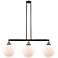 Beacon 42" Wide 3 Light Black Brass Stem Hung Island Light w/ White Sh