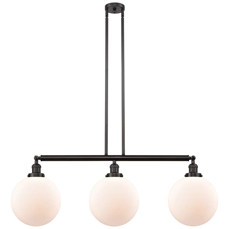 Image 1 Beacon 42" Wide 3 Light Bronze Stem Hung Island Light w/ Matte White S