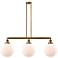 Beacon 42" Wide 3 Light Brushed Brass Stem Hung Island Light w/ White