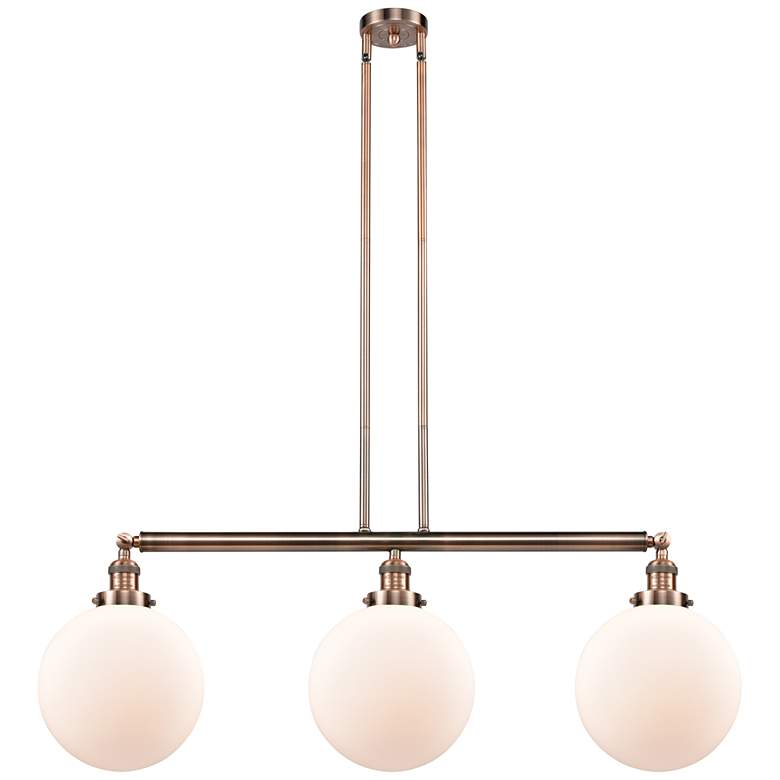 Image 1 Beacon 42" Wide 3 Light Copper Stem Hung Island Light w/ Matte White S