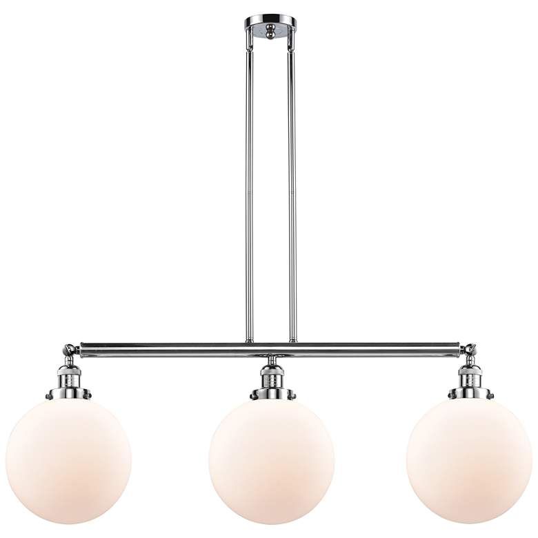 Image 1 Beacon 42"W 3 Light Polished Chrome Stem Hung Island Light w/ White Sh