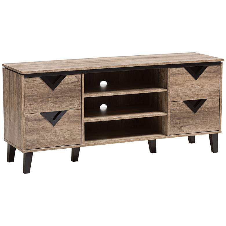 Image 1 Beacon 55 1/2" Wide Light Brown Wood 4-Drawer TV Stand