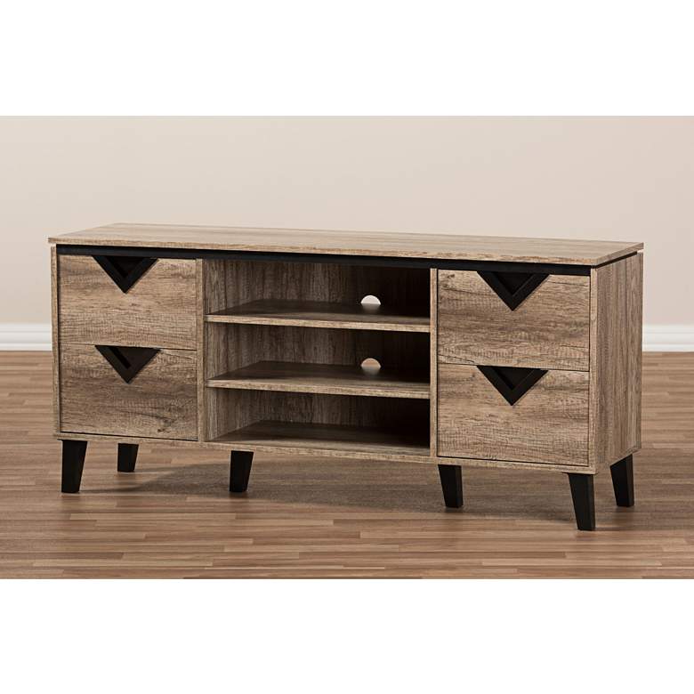 Image 6 Beacon 55 1/2" Wide Light Brown Wood 4-Drawer TV Stand more views