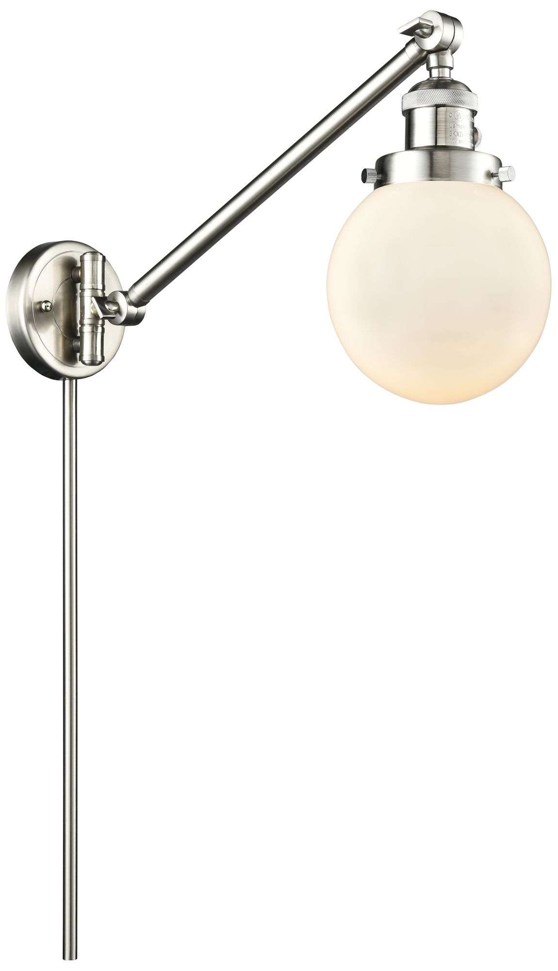 Beacon 6" Brushed Satin Nickel Swing Arm With Matte Whitede Made to Order