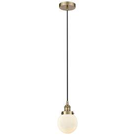 Image1 of Beacon 6" Antique Brass Mini Pendant w/ Matte White Shade