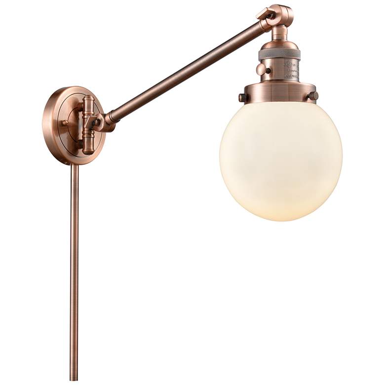 Image 1 Beacon 6" Antique Copper LED Swing Arm With Matte White Shade