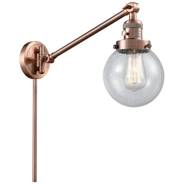 Image 1 Beacon 6" Antique Copper LED Swing Arm With Seedy Shade