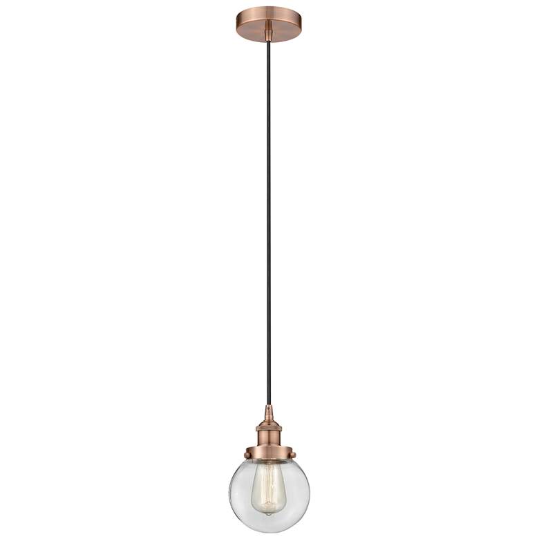 Image 1 Beacon 6" Antique Copper Mini Pendant w/ Clear Shade