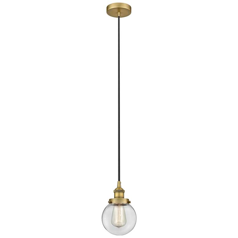 Image 1 Beacon 6" Brushed Brass Mini Pendant w/ Clear Shade