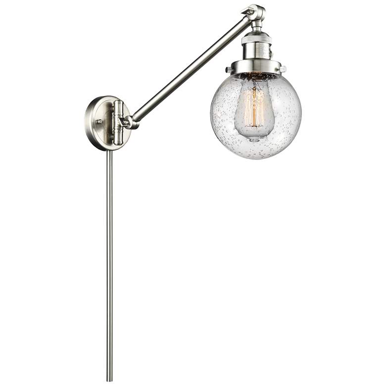 Image 1 Beacon 6" Brushed Satin Nickel LED Swing Arm With Seedy Shade