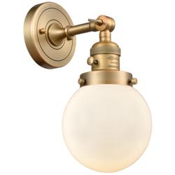 Beacon 6" LED Sconce - Brass Finish - Matte White Shade