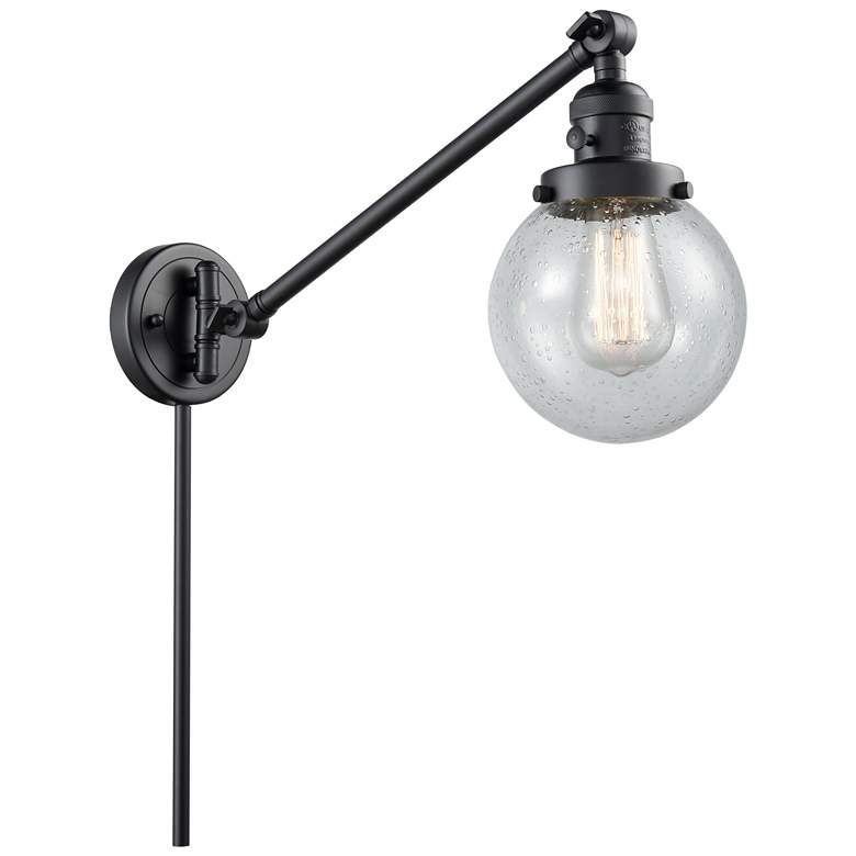 Image 1 Beacon 6" Matte Black Swing Arm With Seedy Shade