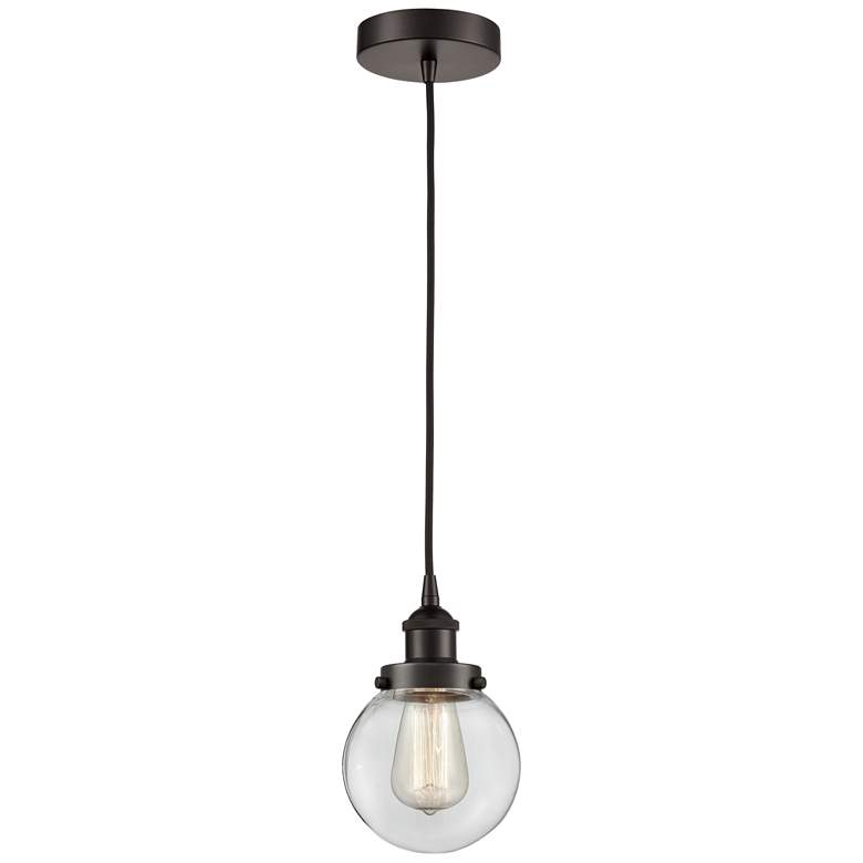 Image 1 Beacon 6" Oil Rubbed Bronze Mini Pendant w/ Clear Shade