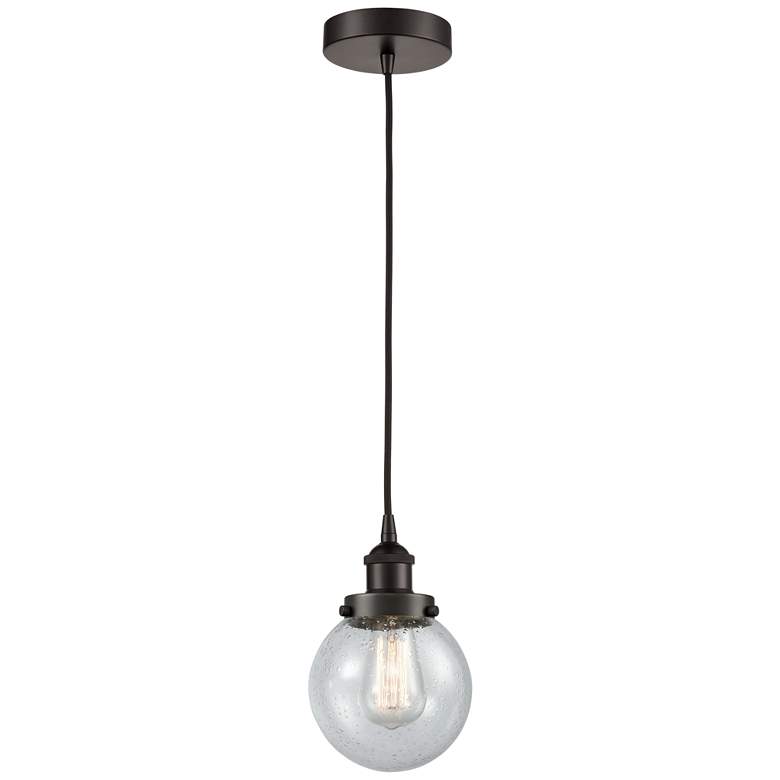 Image 1 Beacon 6" Oil Rubbed Bronze Mini Pendant w/ Seedy Shade