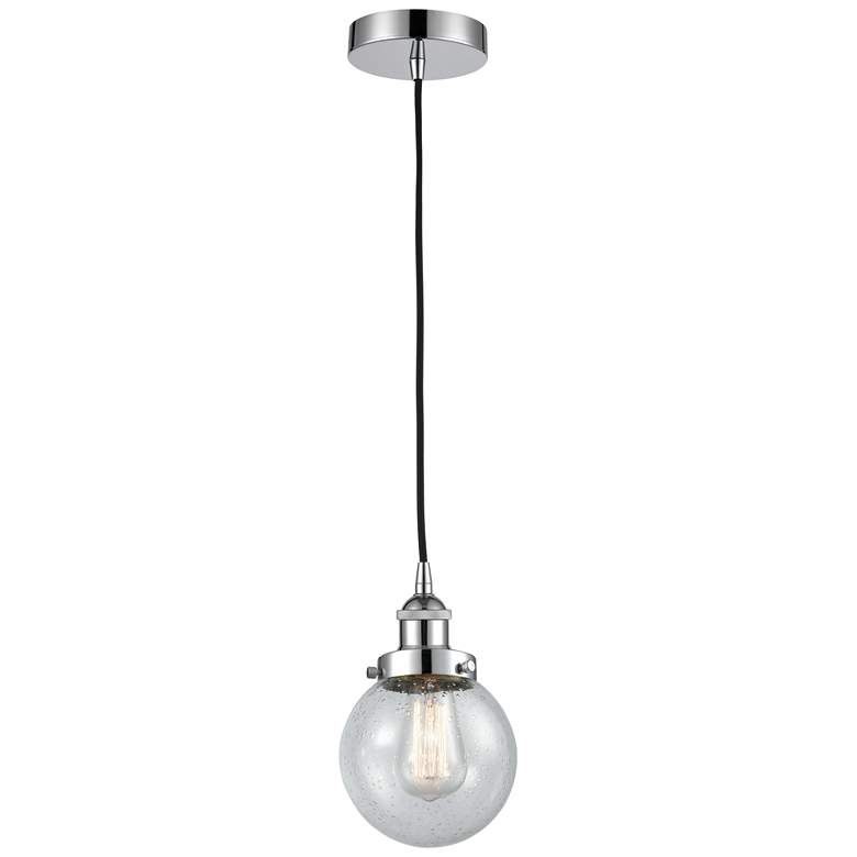 Image 1 Beacon 6" Polished Chrome Mini Pendant w/ Seedy Shade