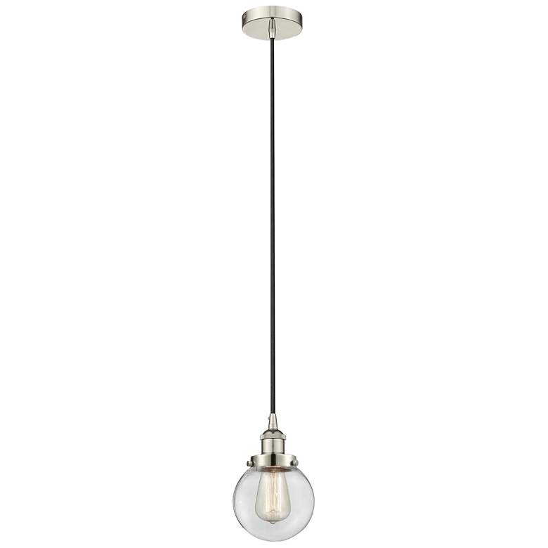Image 1 Beacon 6" Polished Nickel Mini Pendant w/ Clear Shade