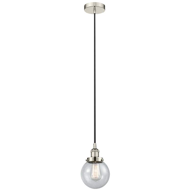 Image 1 Beacon 6" Polished Nickel Mini Pendant w/ Seedy Shade