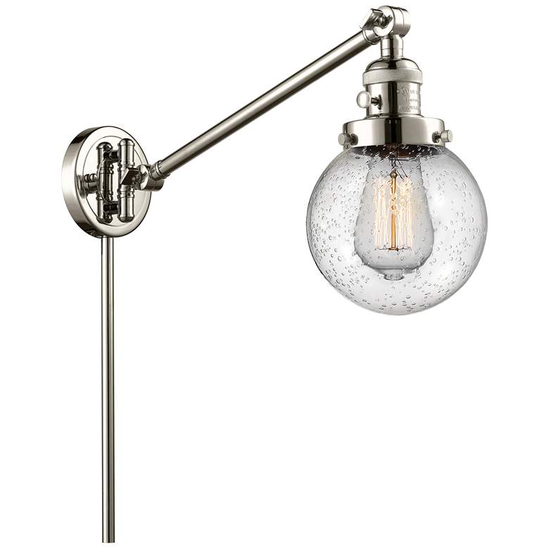 Image 1 Beacon 6" Polished Nickel Swing Arm With Seedy Shade