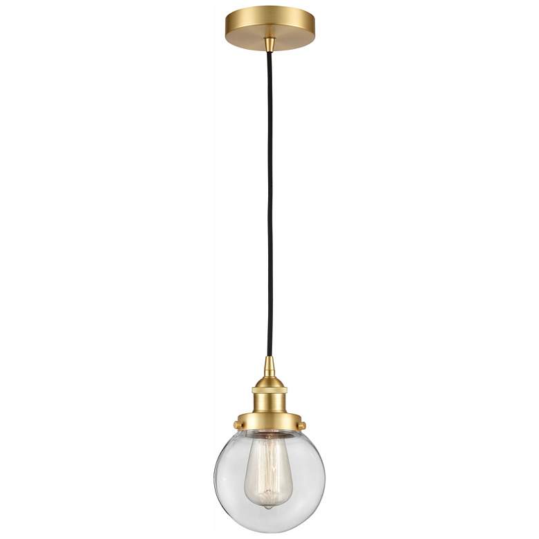 Image 1 Beacon 6" Satin Gold Mini Pendant w/ Clear Shade