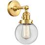 Beacon 6" Satin Gold Sconce w/ Clear Shade