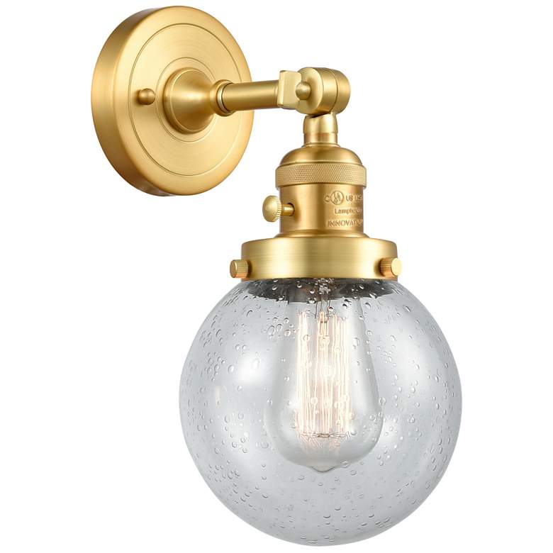 Image 1 Beacon 6" Satin Gold Sconce w/ Seedy Shade