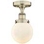 Beacon 6" Wide Antique Brass Semi.Flush Mount With Matte White Glass S