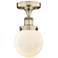Beacon 6" Wide Antique Brass Semi.Flush Mount With Matte White Glass S