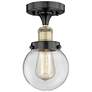 Beacon 6" Wide Black Antique Brass Semi.Flush Mount With Clear Glass S