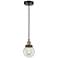 Beacon 6" Wide Black Brass Corded Mini Pendant With Clear Shade