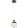 Beacon 6" Wide Black Brass Corded Mini Pendant With Clear Shade