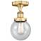 Beacon 6" Wide Brushed Brass Semi.Flush Mount With Seedy Glass Shade
