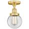 Beacon 6" Wide Satin Gold Semi.Flush Mount With Clear Glass Shade