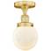 Beacon 6" Wide Satin Gold Semi.Flush Mount With Matte White Glass Shad
