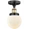 Beacon 6"W Black Antique Brass Semi.Flush Mount w/ Matte White Glass S