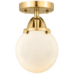 Beacon 6"W Satin Gold with Matte White Glass Ceiling Light