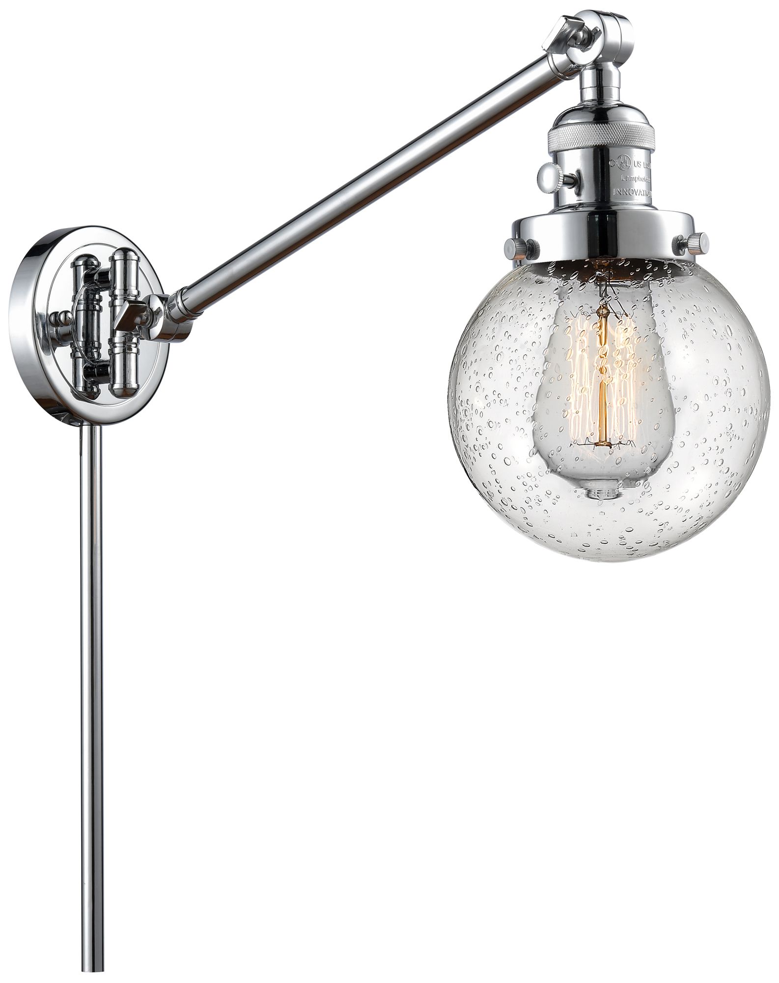 Beacon 6" Polished Chrome LED Swing Arm With Seedy Shade - Made to Order